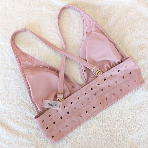 GIGI C Nude Pink Athletic Bikini Cut Out Sport Bra Top, size XS - Picture 3 of 6